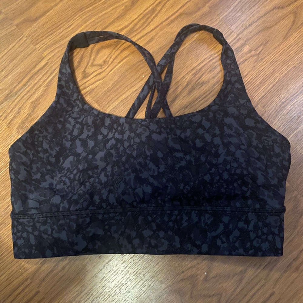 Lululemon leopard energy longline bra size 10